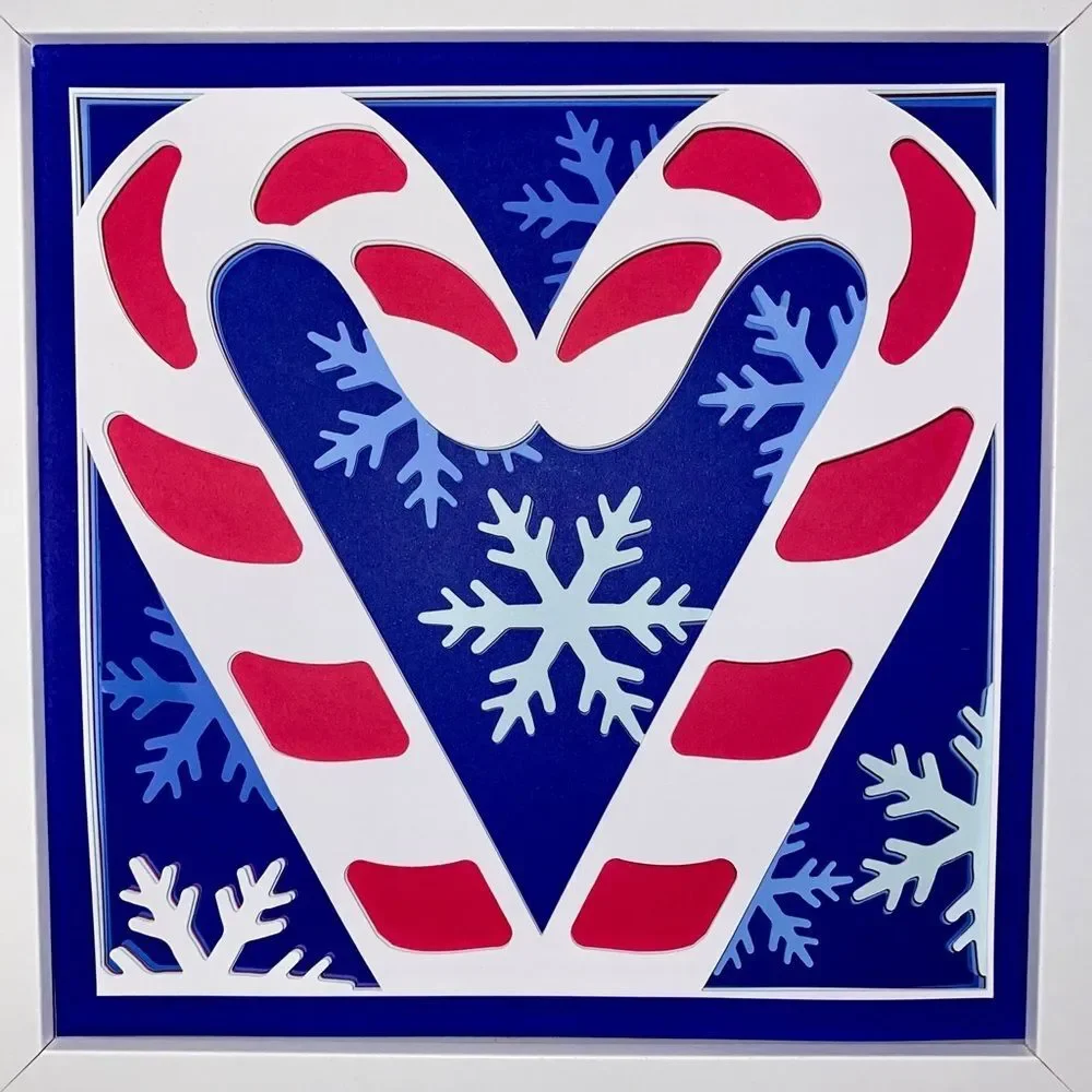 3D Candy Canes Christmas Shadowbox